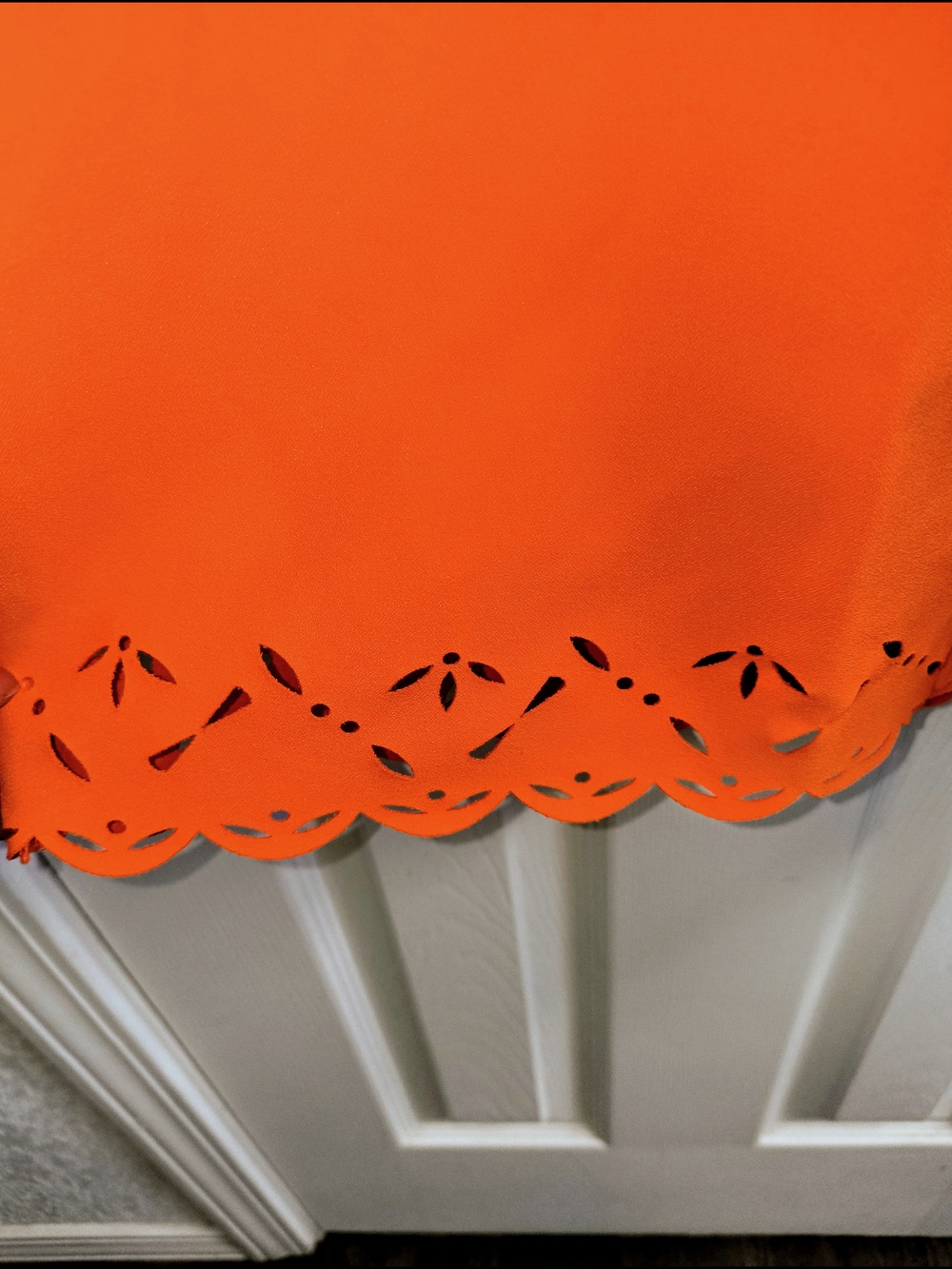J. Crew Orange Scalloped Laser Cut Shift Dress Size 2 - Picture 3 of 4